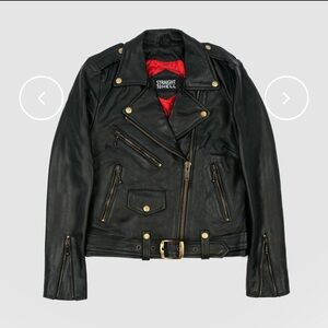 Straight To Hell Black Leather Biker Jacket